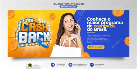 Banner Cashback Em Renderização 3d Para Campanha De Marketing Do Brasil