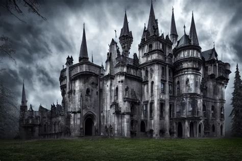 Immense Gloomy Gothic Fantasy Castle Palace Exterior Stable Diffusion