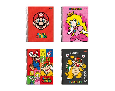 Caderno Super Mario 80fls Capa Dura FORONI Papelaria Nugabi