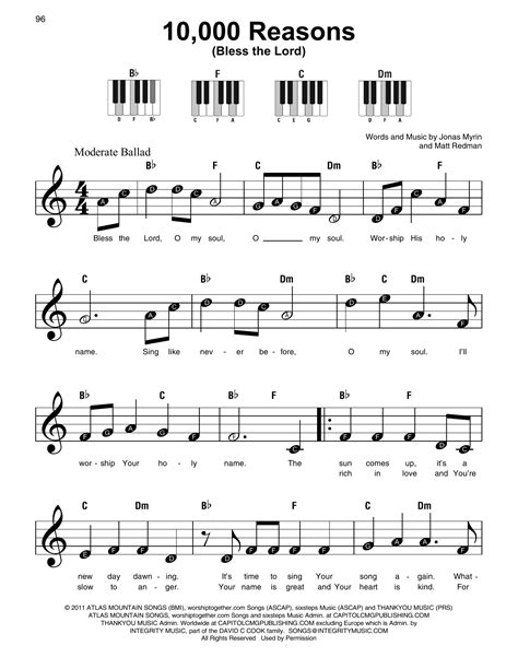 10 000 Reasons Bless The Lord By Matt Redman Sheet Music For Super