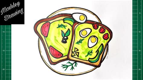 Cómo dibujar una tostada de aguacate paso a paso