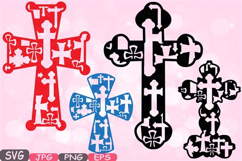 Christian Cross Svg Silhouette Cutting Files Jesus Cross Religious Monogram Clipart Cricut Bible