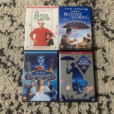 Disney Dvd Lot Of 4 Movies Santa Clause Bedtime Stories Enchanted