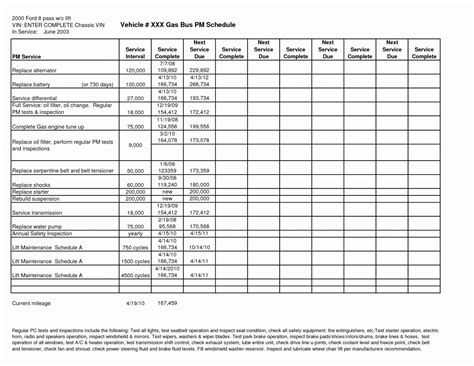 Truck Maintenance Schedule Template