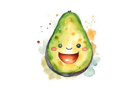 Watercolor Cute Avocado Clipart Graphic By Watercolorbykr Creative