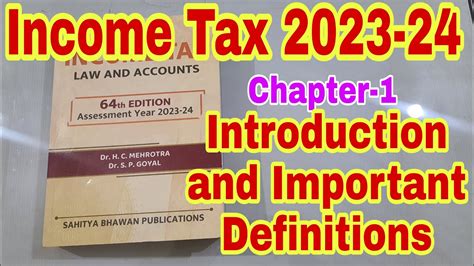 Income Tax 2023 24 Chapter 1 Introduction And Important Definitions