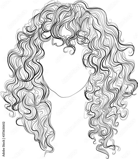 draw curly long hair