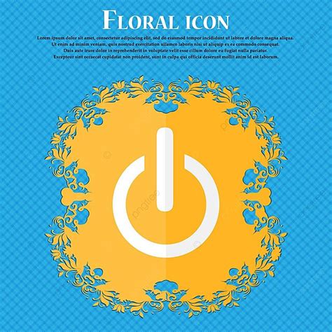 Blue Floral Power Symbol With Space For Text Vector, Button, Start ...