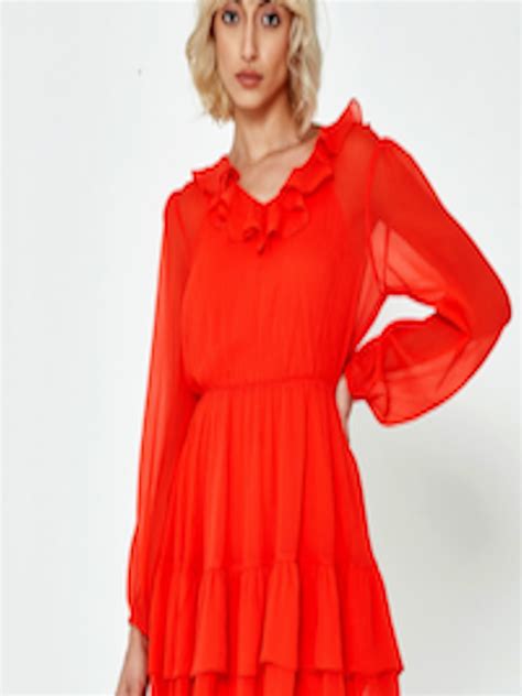 Buy Cover Story V Neck Ruffles Fit And Flare Dress Dresses For Women 22351068 Myntra