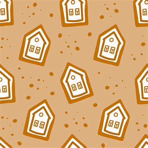 Seamless Vector New Year S Eve Pattern Christmas Gingerbread Houses