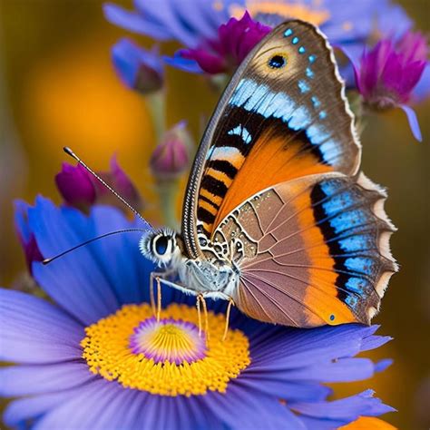 Una Mariposa Se Sienta En Una Flor Morada Con La Palabra Mariposa En