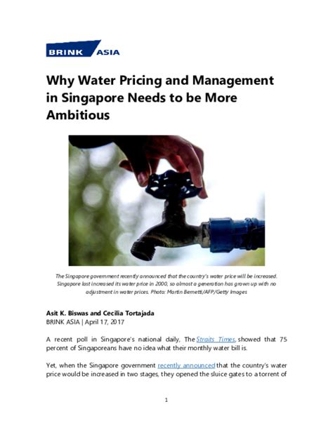 Pdf Why Water Pricing And Management In Singapore Needs To Be More