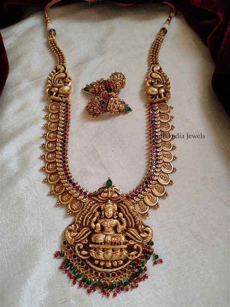 Traditional Lakshmi Pendant Kasula Haram - South India Jewels