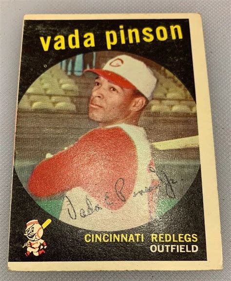 1959 Topps 448 Vada Pinson Baseball Card Cincinnati Redlegs Reds Red