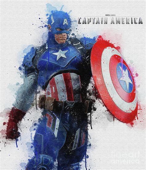 Captain America Watercolor Painting Digital Art By Thomas Jones Fine