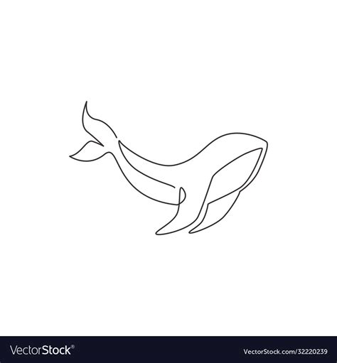 One Continuous Line Drawing Giant Whale For Vector Image