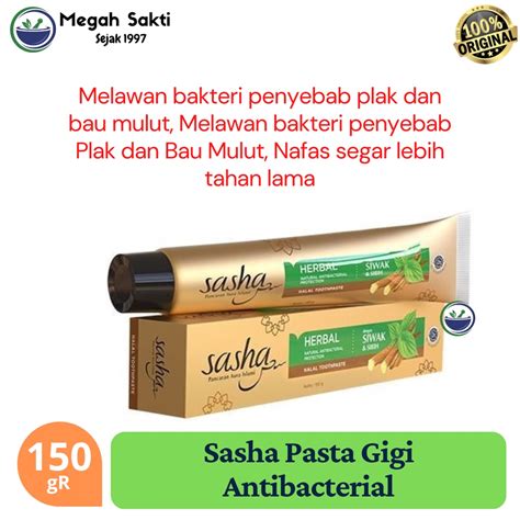 Jual Megah Sakti Sasha Pasta Gigi Herbal Antibacterial Siwak Dan