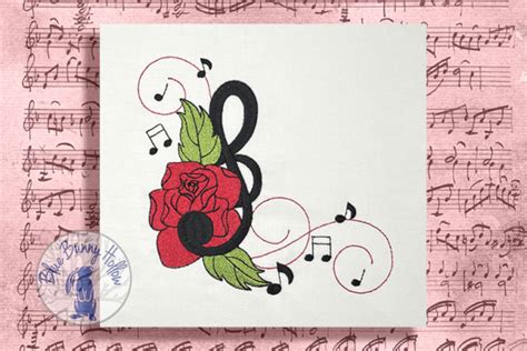 Rose And Treble Clef · Creative Fabrica