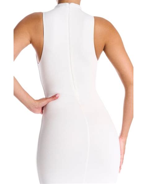 Naked Wardrobe Funnel Neck Body Con Dress In White Lyst