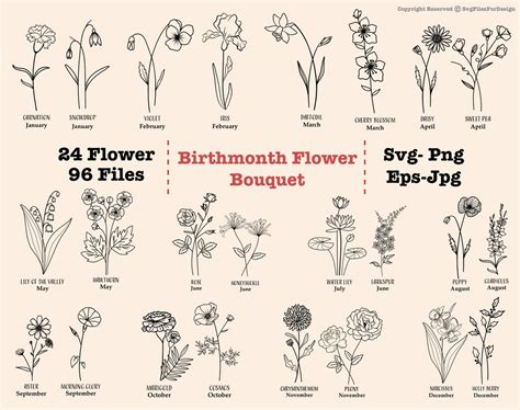 Birthmonth Flower Svg Flower Svg Bundle Flower Bouquet Svg Birth Flower