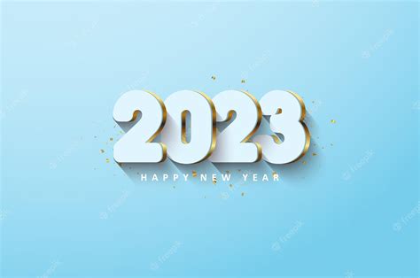 밝은 파란색 배경에 새해 복 많이 받으세요 2023 프리미엄 벡터