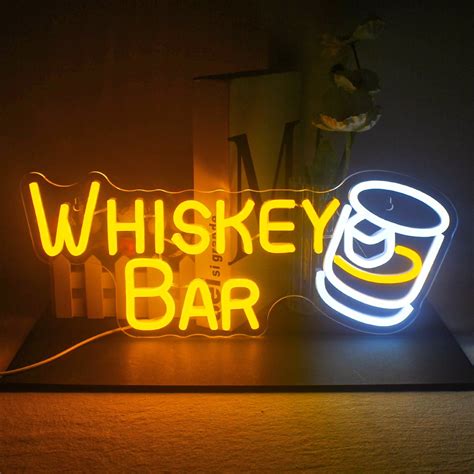 Wxandyh Whiskey Bar Led Neon Light Signs Usb Power For Home Men S Cave Bar Pub Party Decoration