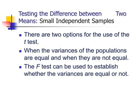 Ch Testing The Difference Between Means Variances Ppt