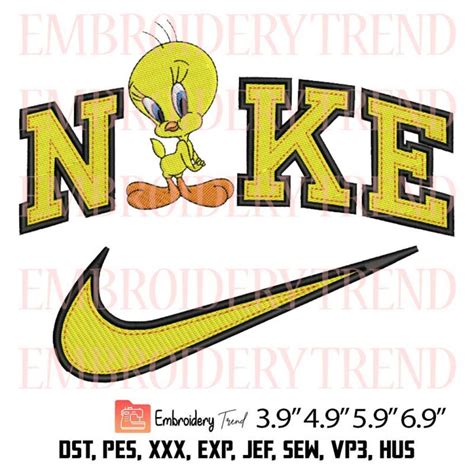 Tweety Bird X Nike Embroidery Design Looney Tunes Cartoon Embroidery