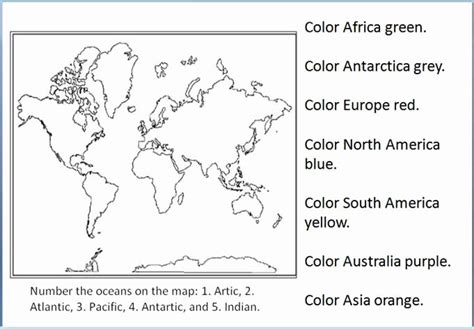 Label The Continents And Oceans Worksheet