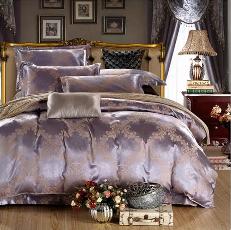 Romorus Luxury Satin Jacquard Bedding Sets King Queen Size Duvet Cover