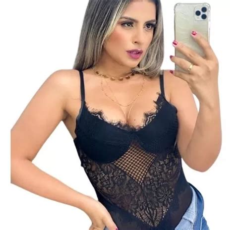 Body Renda Tule Feminino Transparente Alcinha Moda Blogueira