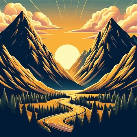 Premium Vector Free Vector The Road Between The Mountains On Both