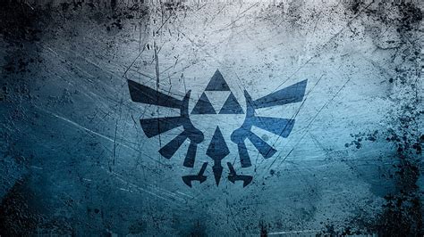 Video Games Blue Grunge Metal Triforce The Legend Of Zelda Logos Hd