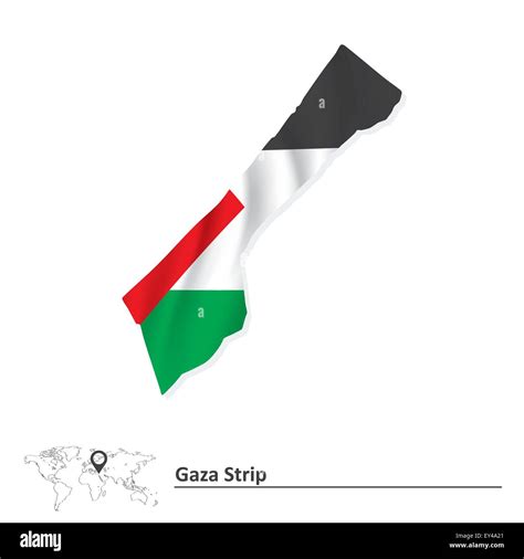 Map Of Gaza Strip With Flag Vector Illustration Stock Vector Image