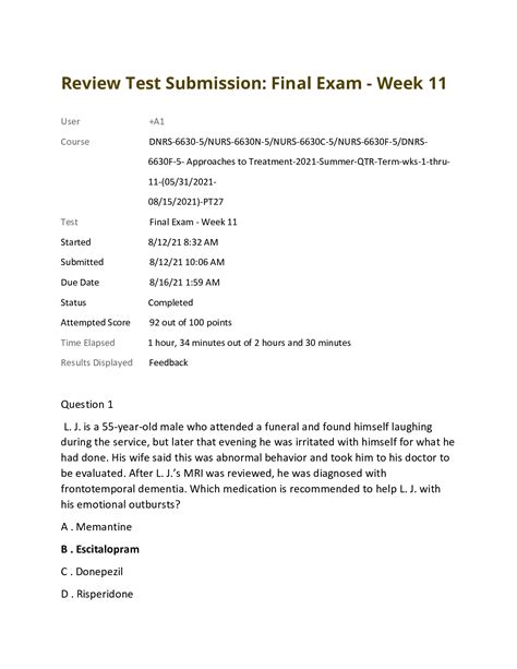 Exam Elaborations Nurs N Week Final Exam Summer