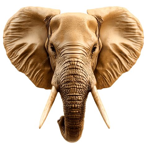 elephant head  long tusks  flapping ears facing