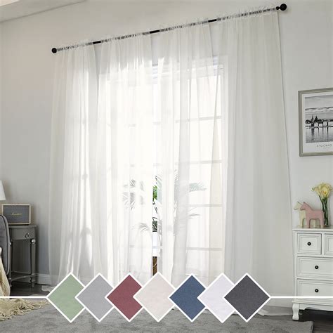 Ovzme Ivory Sheer Curtains Panels Window Voile For Living Room