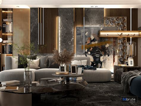 modern luxury living room 3d model Buy Download 3dbrute