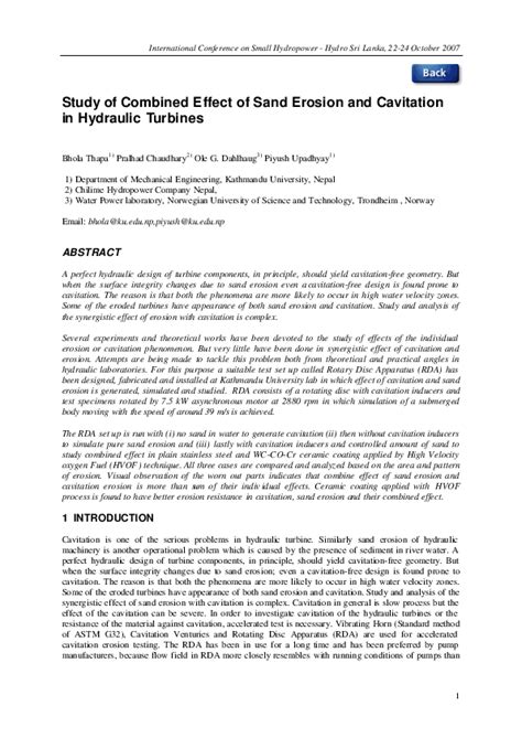 Pdf Study Of Combined Effect Of Sand Erosion And Cavitation In