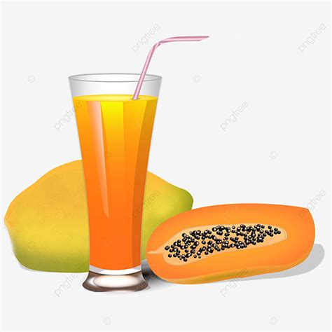 Glass Of Juice Clipart Vector Realistic Papaya Juice Glass With Red