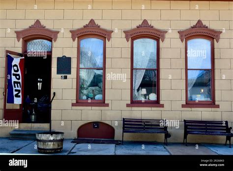 Brick Business Building Or Storefront Brown And Tan Building With