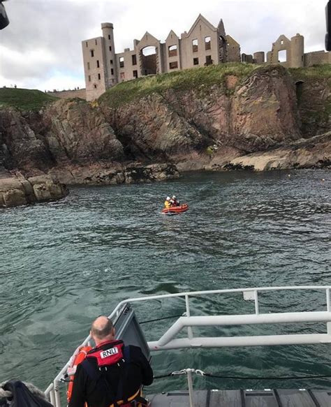 Dog Rescued After Falling Down Slains Castle Cliffs Bbc News