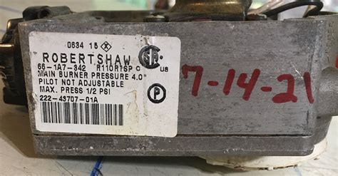 Robertshaw R110rtsp 66 1a7 342 222 43707 01a Water Heater Gas Valve