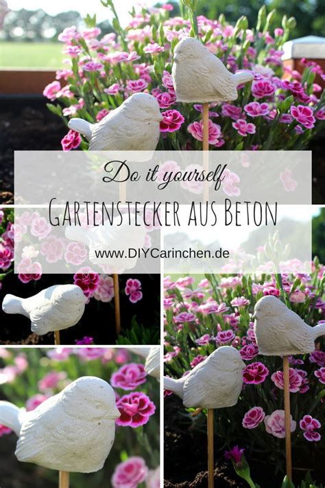 DIY Gartenstecker Vögel aus Beton einfach selber machen Gartendeko