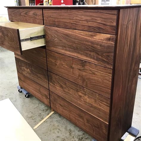 Ten Drawer Dresser In Solid Walnut And Poplar No Plywood Bevel Edge Top Continuous Grain