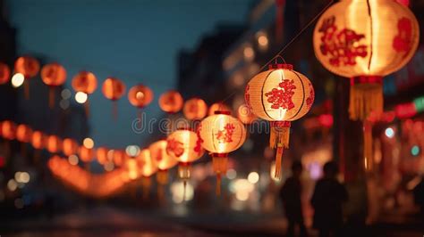 Chinese New Year Lanterns in China Town. Generative Ai Stock ...