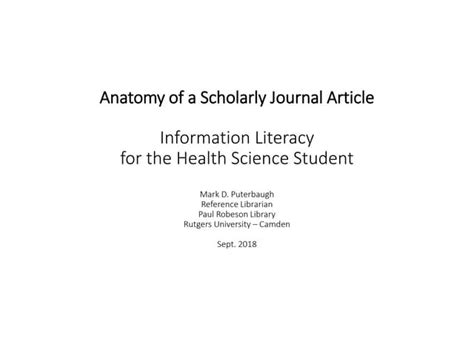 Anatomy Of A Scholarly Journal Article Ppt