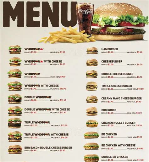 burger king menu