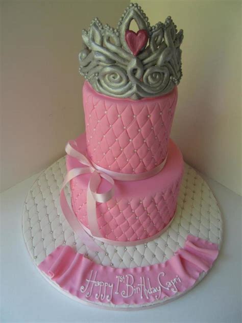 Pink Princess Crown 1St Birthday Cake - CakeCentral.com