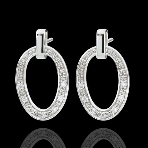 Boucles D Oreilles Ovalia Or Blanc 18 Carats Bijoux Edenly